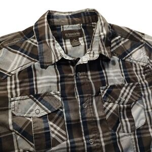 No Boundaries Button Down Shirt‎ Snaps Western Brown Long Sleeves Mens Medium